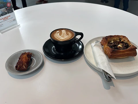 Latte with Pastry and Cake